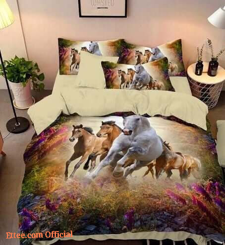 Herd Of Horses Running Cotton Bed Sheets Spread Comforter Duvet Cover Bedding Sets Perfect Gifts For Horse Lover Gifts