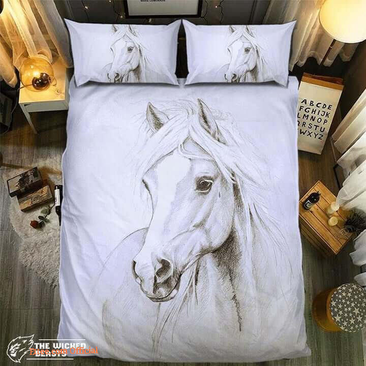 Elegant White Horse Portrait 091509 3d Duvet Cover Bedding Set