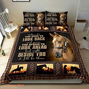 Beside You Horse Bed Sheets Spread Duvet Cover Bedding Set - King - Ettee