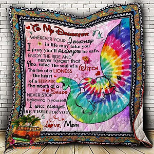 Hippie Elephant To My Daughter From Mom Enjoy The Ride Quilt Blanket Great - Super King - Ettee