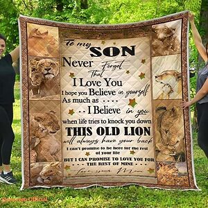 Lion To My Son From Mom Never Forget That I Love You Quilt Blanket Great - Super King - Ettee