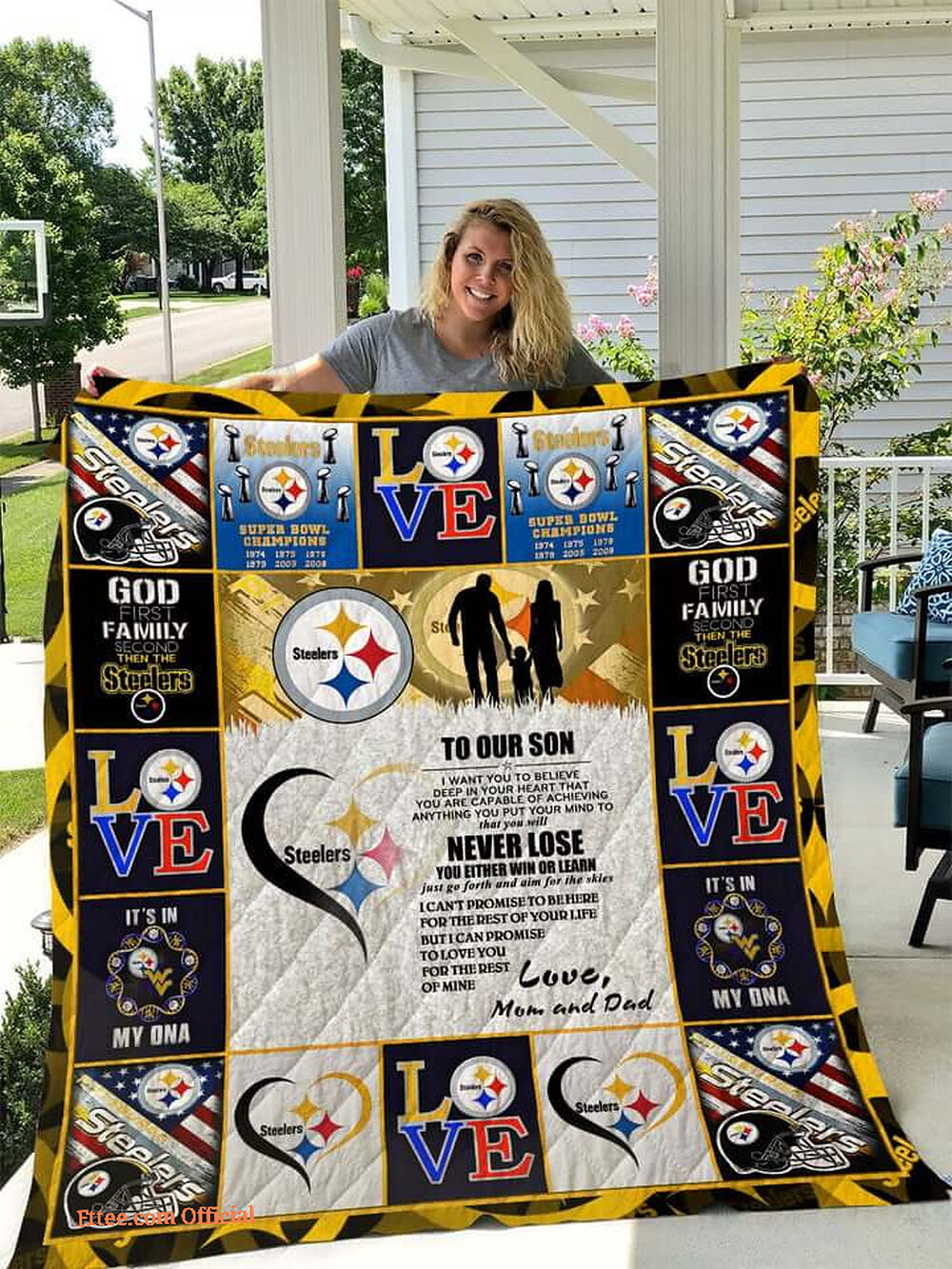 Pittsburgh Steelers.To Our Son Love.Mom And Dad Quilt Blanket - Super King - Ettee