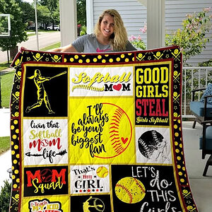 Softball Mom I'll Always Be Your Biggest Fan Quilt Blanket Great - Super King - Ettee