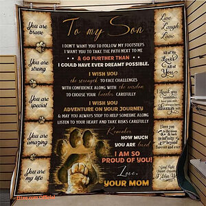 To My Son Quilt Blanket From Mom I Am So Proud Of You Great - Super King - Ettee