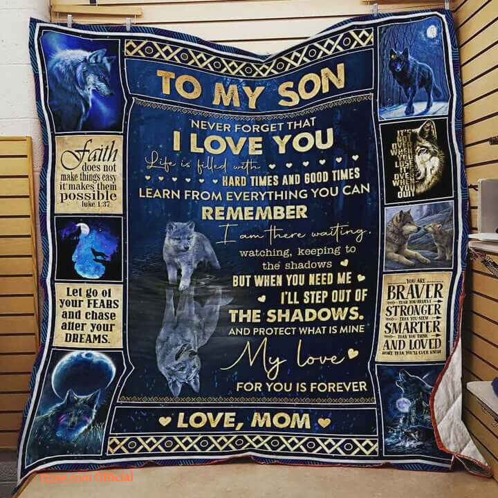 Wolf Family To My Son Quilt Blanket From Mom My Love For You Is Forever Great