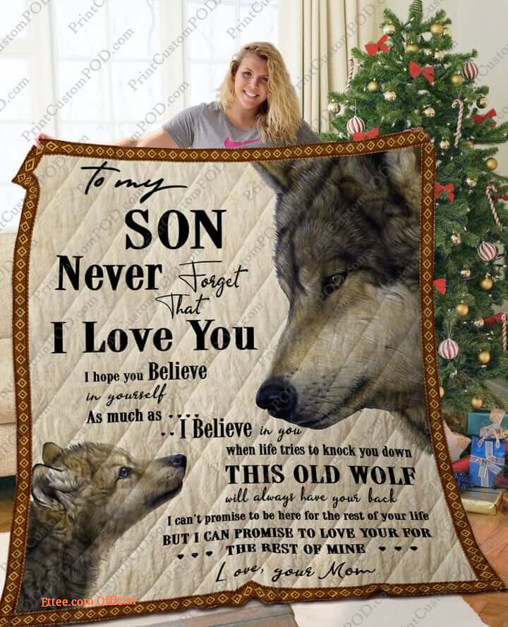 Wolf To My Son From Mom I Love You Quilt Blanket Great