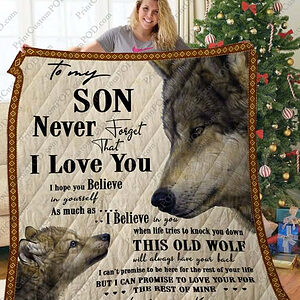 Wolf To My Son From Mom I Love You Quilt Blanket Great - Super King - Ettee