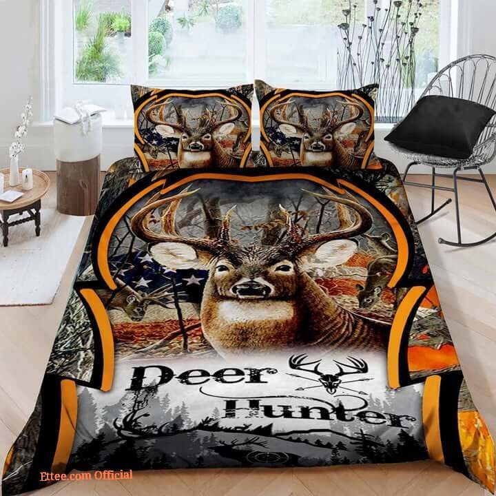 Deer Hunting Deer Hunter Cotton Bed Sheets Spread Comforter Duvet Cover Bedding Sets Perfect Gifts For Hunting Lover