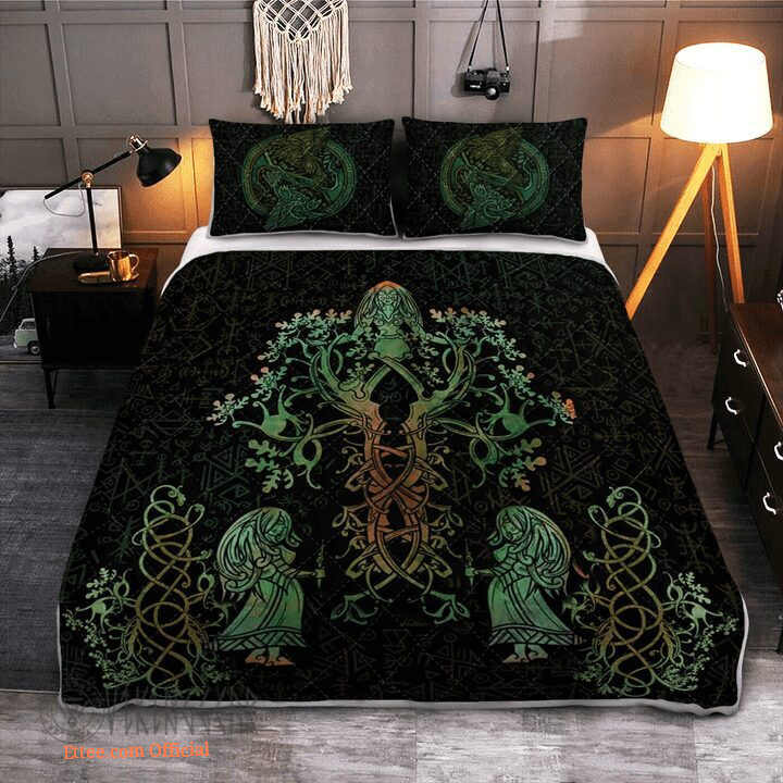 Tree Of Life - Raven Viking - Viking Quilt Bedding Set