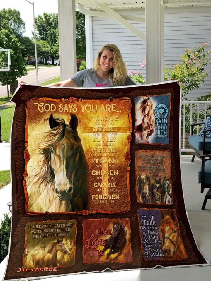 Horse. God Says You Are Unique Path To My Heart Quilt Blanket Great Customized Blanket Gifts For Birthday Christmas Thanksgiving