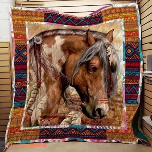 Horse Native American Quilt Blanket Great Customized Gifts For Birthday Christmas Thanksgiving Perfect Gifts For Horse Lover