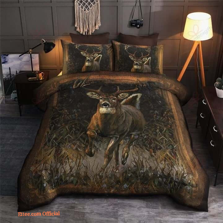 Deer Hunting Deer Running Cotton Bed Sheets Spread Comforter Bedding Sets Perfect