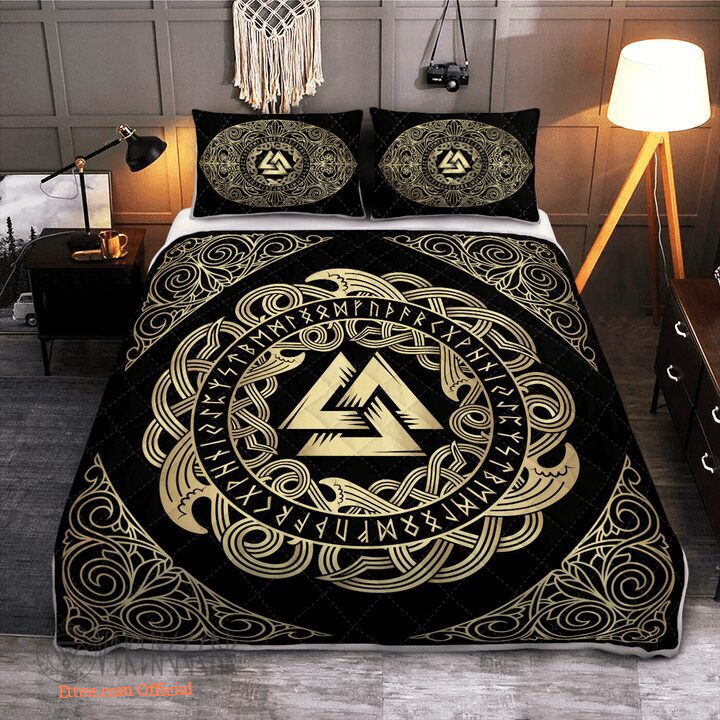 Viking Valknut - Viking Quilt Bedding Set