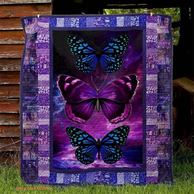 Blue Monarch Butterfly Quilt Blanket Great Gifts For Birthday Christmas Thanksgiving Perfect Gifts For Butterfly Lover - Ettee - Birthday