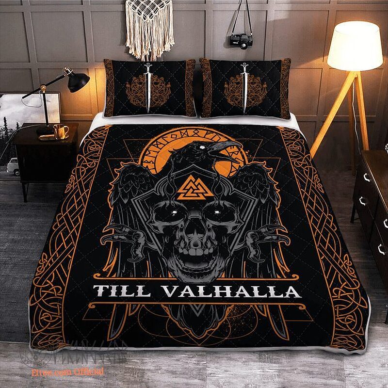 Viking Raven - Till Valhalla - Viking Quilt Bedding Set - King - Ettee