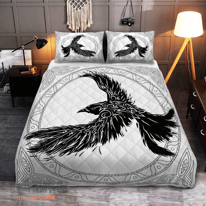 The Ravens Of Odin In Norse Mythology - Viking Quilt Bedding Set