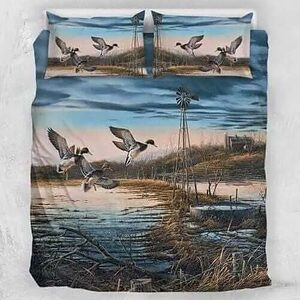 Hunting Duck Bedding Set. Luxurious Smooth And Durable. Lightweight And Smooth Comfort - King - Ettee