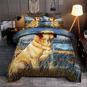 Hunting Duck Labrador Cotton Bed Sheets Spread Comforter Bedding Sets - King - Ettee