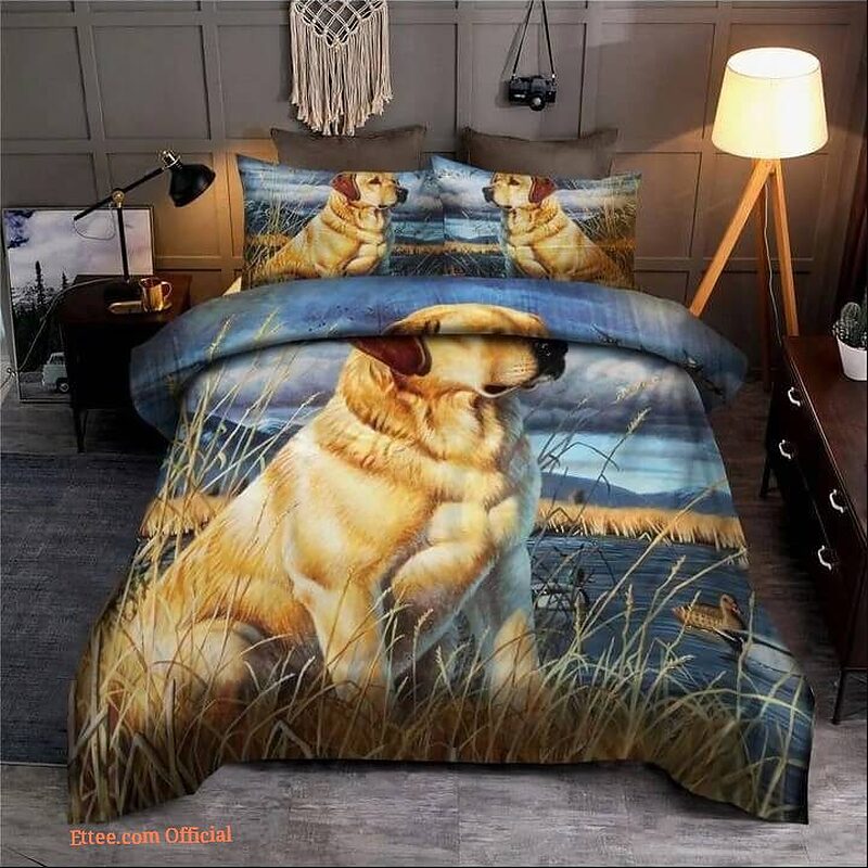 Hunting Duck Labrador Cotton Bed Sheets Spread Comforter Bedding Sets - King - Ettee