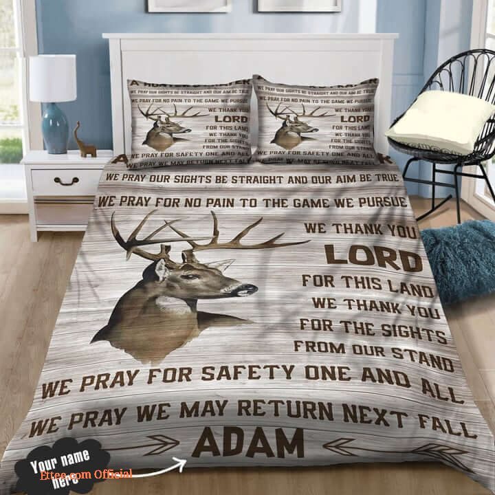 Deer Hunting A Hunter Prayer We Pray For No Pain Cotton Bed Sheets Spread Comforter Bedding Sets