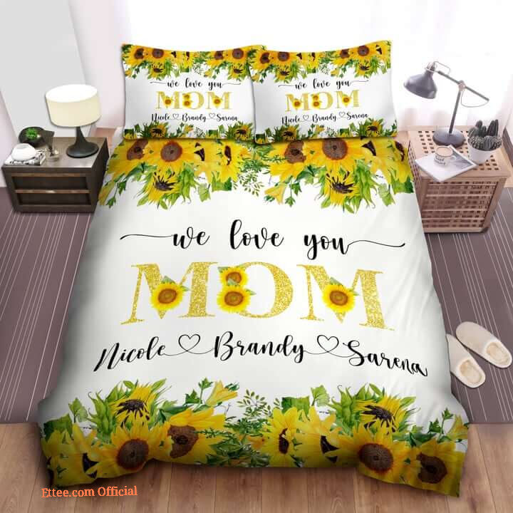 Gift For Mom Sunflower Personalized Custom Name Bedding Set