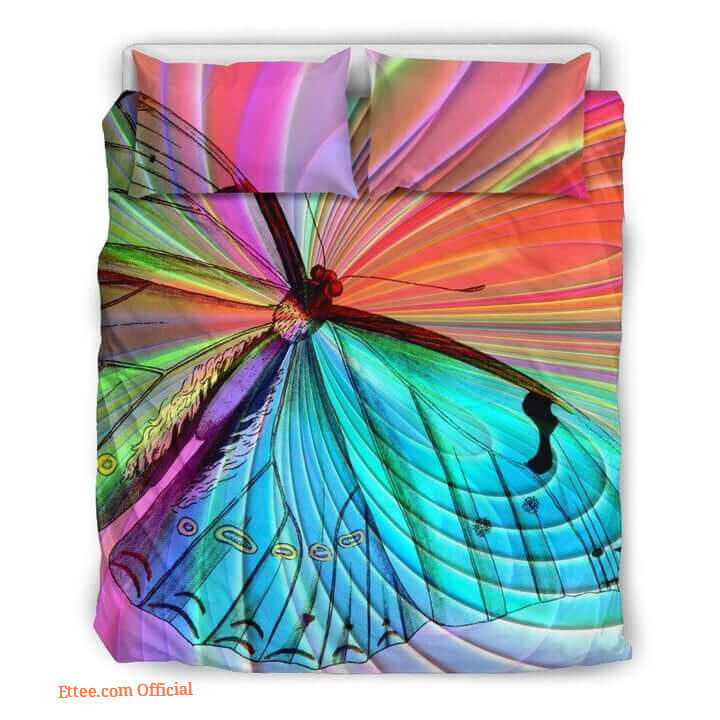 Beige Butterfly Themed Cotton Bed Sheets Spread Comforter Bedding Sets