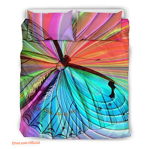 Beige Butterfly Themed Cotton Bed Sheets Spread Comforter Bedding Sets - Twin - Ettee
