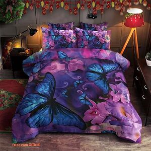 Butterfly Bed Sheets Spread Bedding Set - King - Ettee