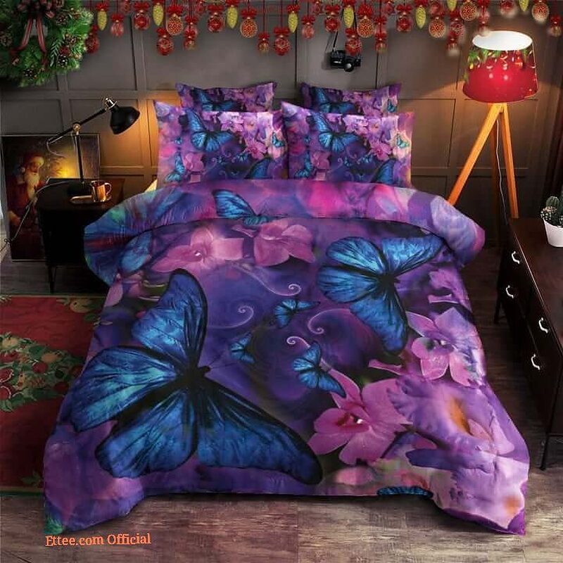 Butterfly Bed Sheets Spread Bedding Set - King - Ettee
