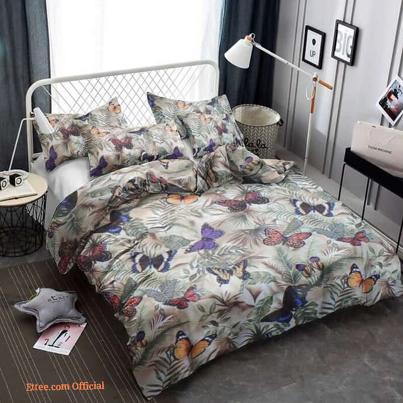 Butterfly Cotton Bed Sheets Spread Comforter  Bedding Sets Gift For Women - King - Ettee