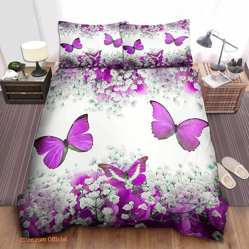 Butterfly Cotton Bed Sheets Spread Comforter Bedding Sets - King - Ettee