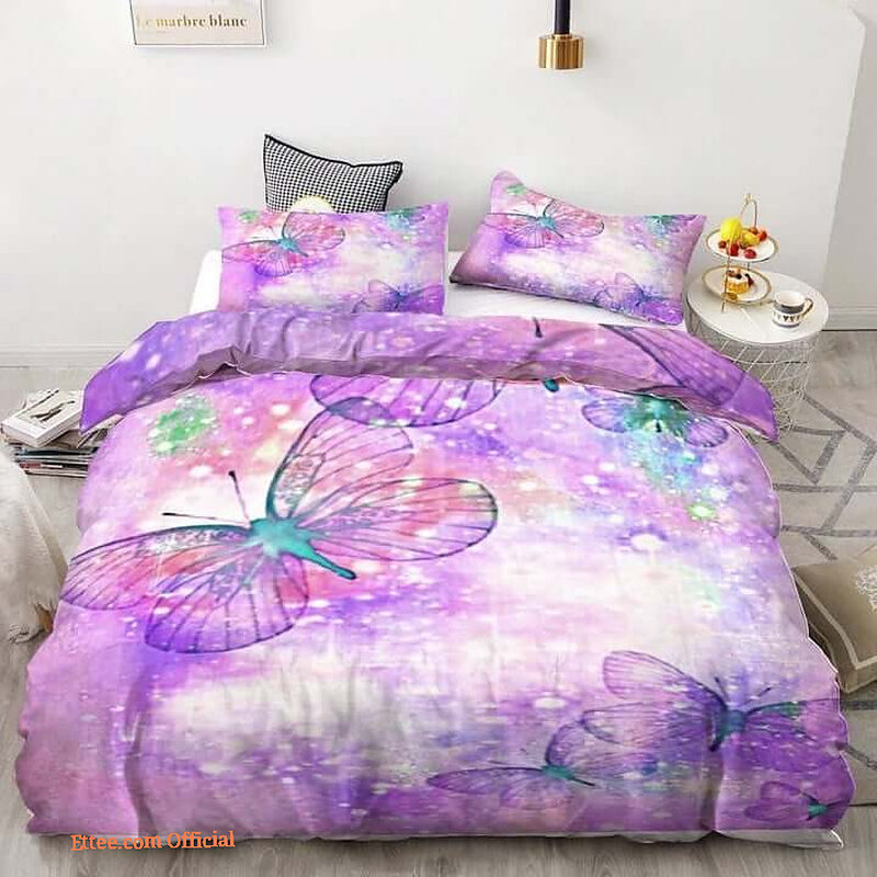 Butterfly Cotton Bed Sheets Spread Comforter Bedding Set For The Best Family - King - Ettee