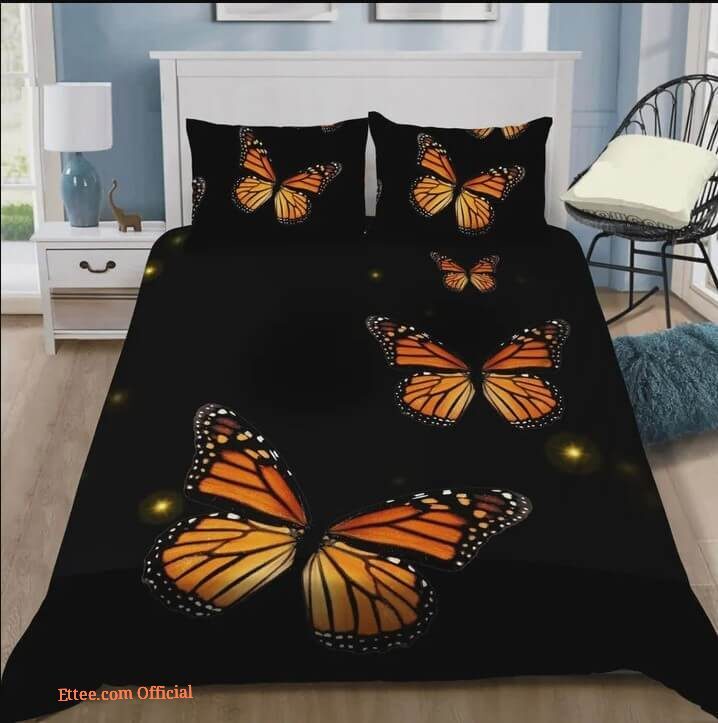Monarch Butterfly Cotton Bed Sheets Spread Comforter Bedding Sets