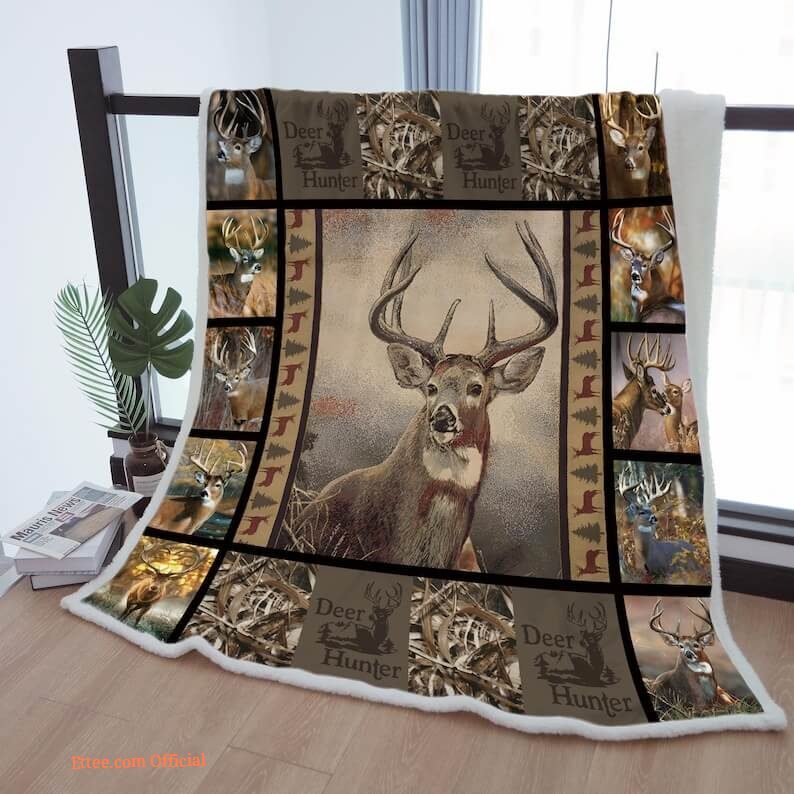 Sherpa Blanket Deer Hunter Cozy Throw Blanket To Mother Grandma Grandpa Gift