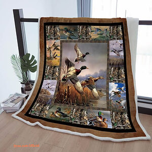 Sherpa Blanket Duck Hunter Cozy Throw Blanket To Mother Grandma Grandpa Gift - Super King - Ettee