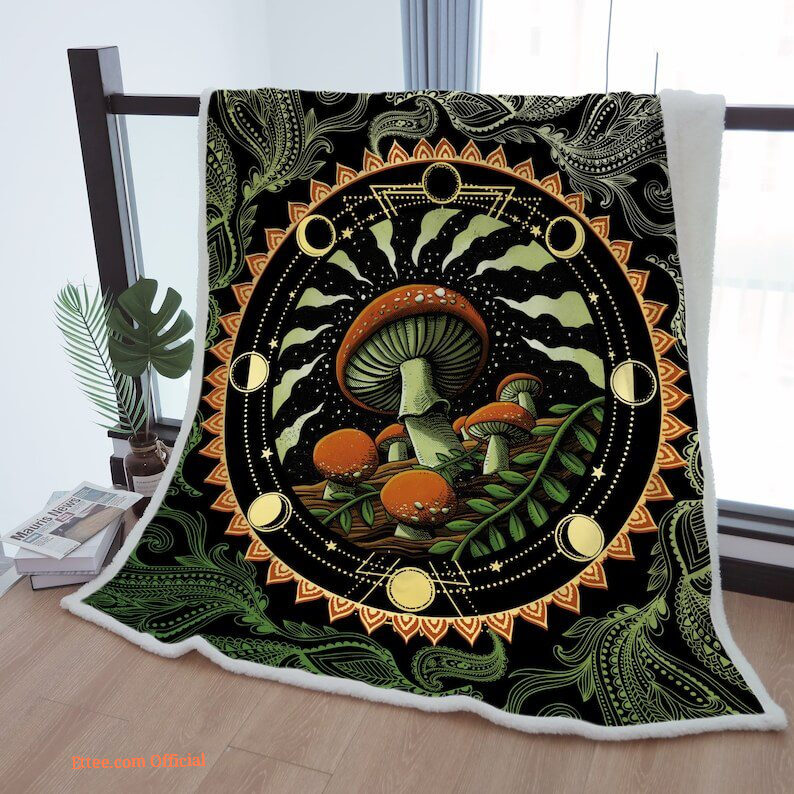 Sherpa Moon Phase Throw Blanket - Perfect Gift for Mother, Grandma, and Grandpa - Boho Style