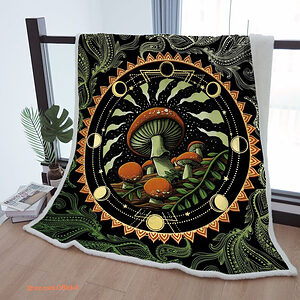 Sherpa Moon Phase Throw Blanket - Perfect Gift for Mother, Grandma, and Grandpa - Boho Style - Super King - Ettee