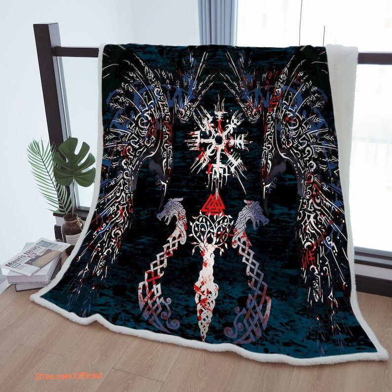 Sherpa Blanket - Viking Prayer Vintage Throw for Mother, Grandma, and Grandpa - Perfect Gift