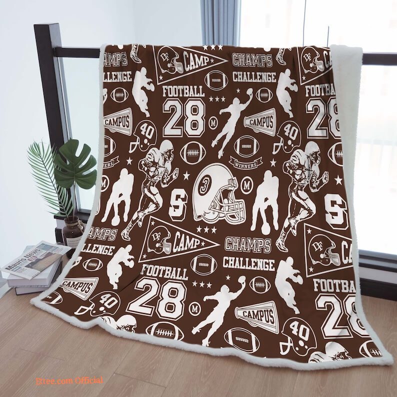 Sherpa Blanket Cozy Graffiti Rugby FField Throw Blankets To Boys Teens Gift Room Decor