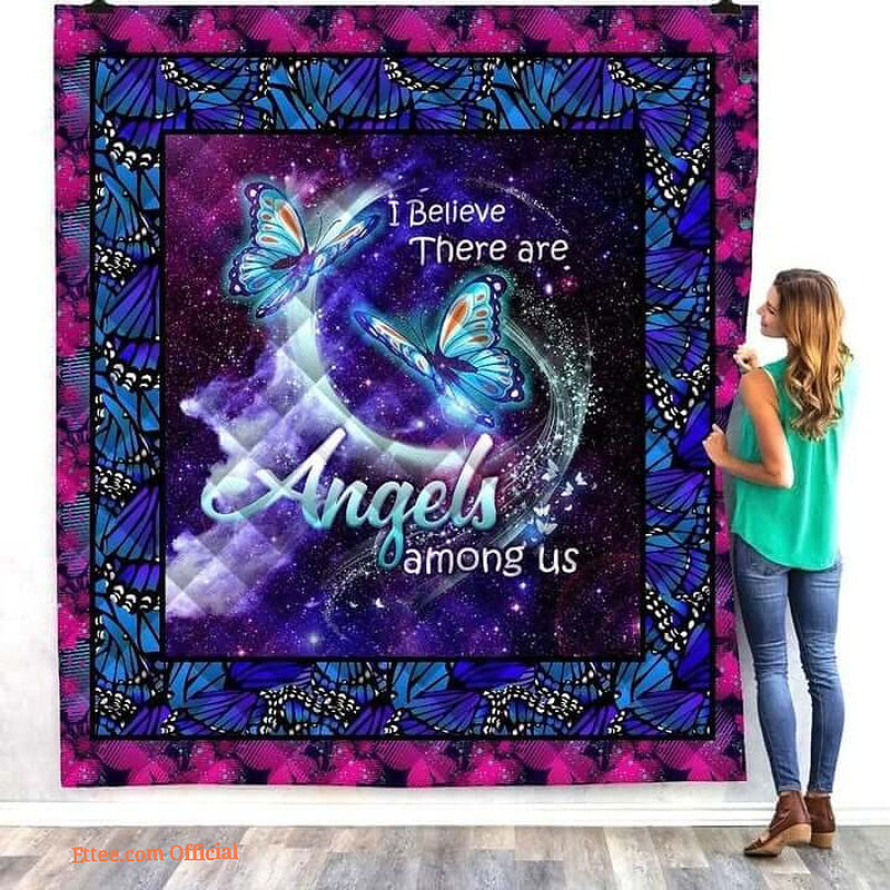 Butterfly I Believe There Are Angels Amomg Us Quilt Blanket - Super King - Ettee