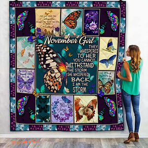 Butterfly November Girl Quilt Blanket. Luxurious Super Soft Quilt Blanket - Super King - Ettee