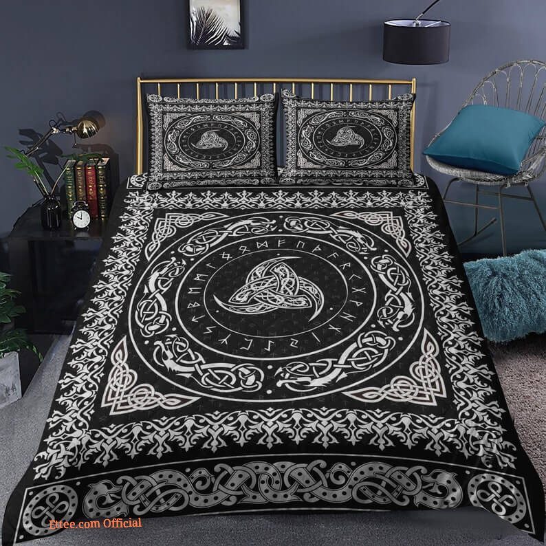 Viking Comforter set Soft Vintage Triple Horn of Odin Down Bedding set Quilt For Bedroom