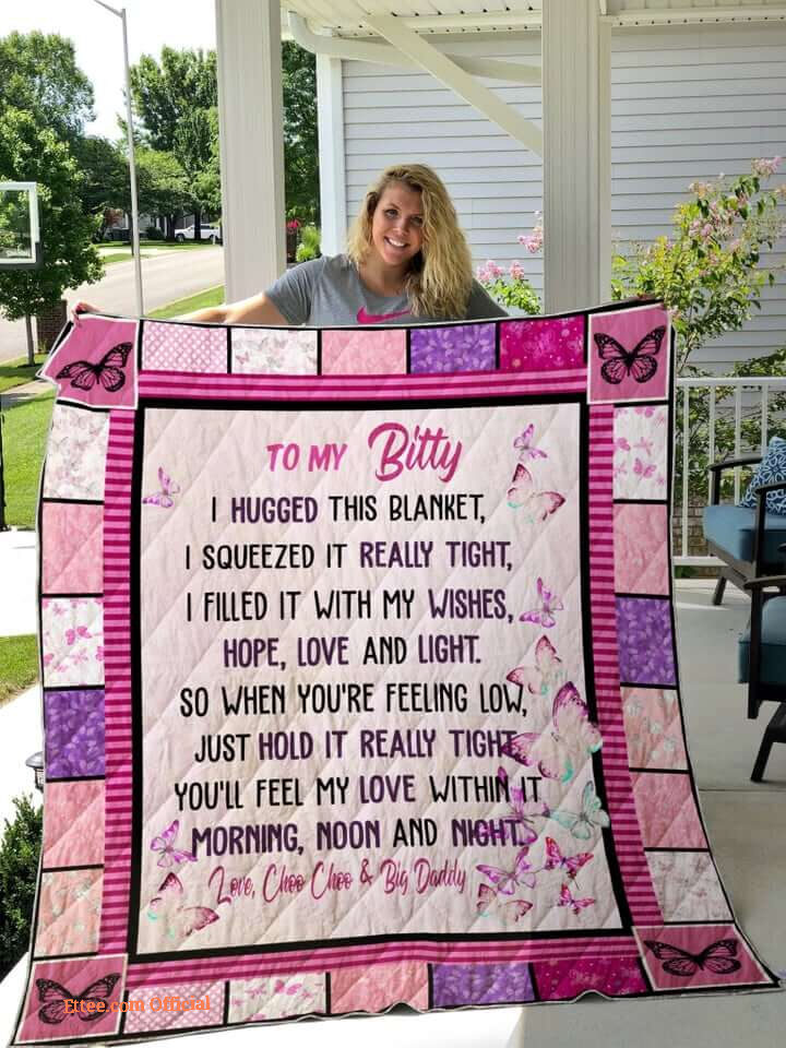 Butterfly Granddaughter From Grandma I Hugged This Blanket Quilt Blanket
