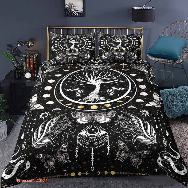 Lifetree 3pcs Comforter set Bedding set Moon phase Boho Black and White Quilt For Bedroom - King - Ettee