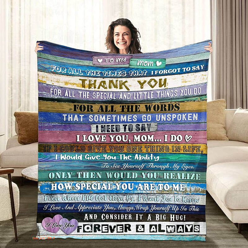Gifts for Mom Quilt Blanket. Luxurious Super Soft Quilt Blanket. Best Mom Ever Gifts - Super King - Ettee