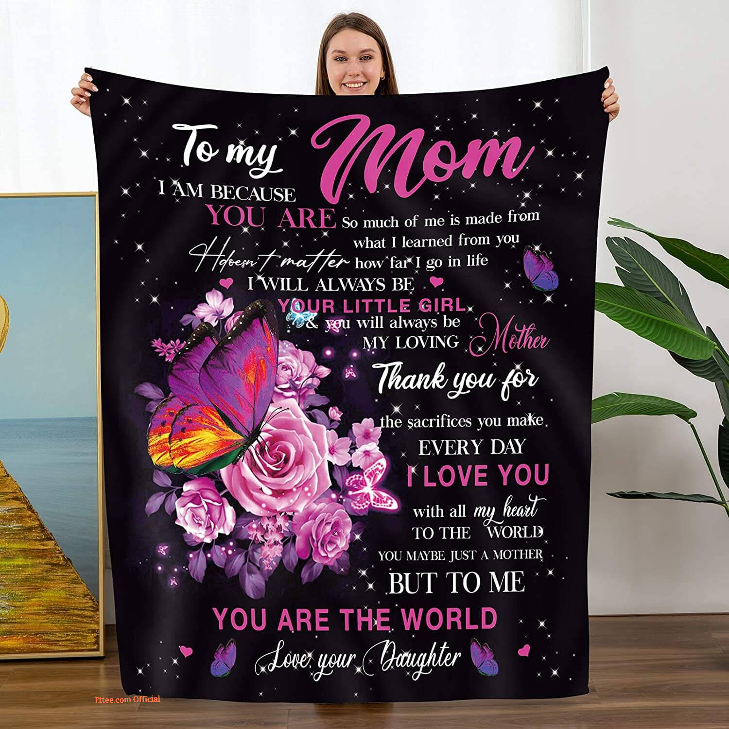 To My Mom Rose Throw Fleece Blanket Gift From Daughter Christmas Birthday Blanket To My Mom Rose Throw Fleece Blanket Gift From Daughter Christmas Birthday Blanket - Ettee - Birthday