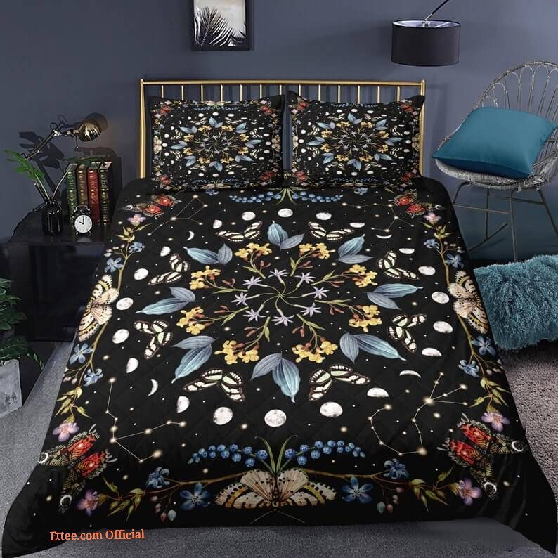 Floral Moon Butterfly Bedding set Quilt set For Bedroom