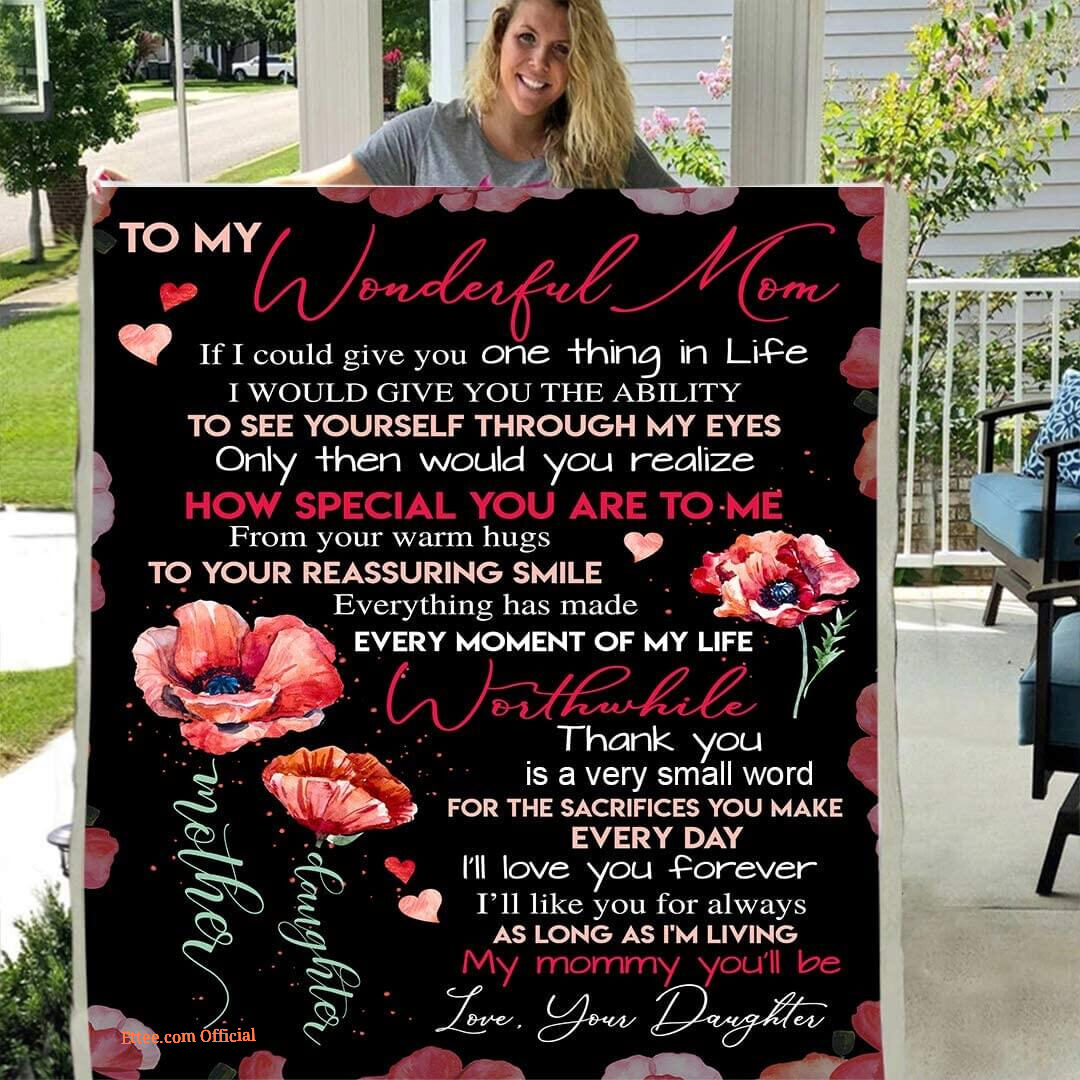 To My Mom Rose Throw Fleece Blanket Gift From Daughter Christmas Birthday Blanket - Ettee - Birthday