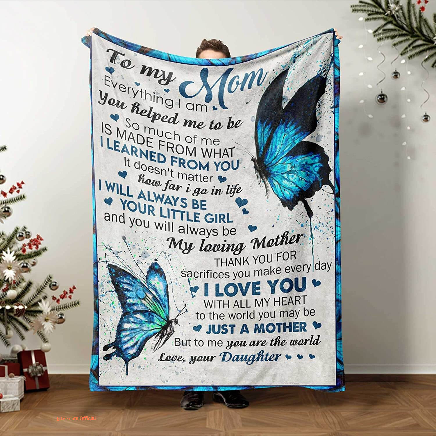 To My Mom Rose Throw Fleece Blanket Gift From Daughter Christmas Birthday Blanket To My Mom Rose Throw Fleece Blanket Gift From Daughter Christmas Birthday Blanket - Ettee - Birthday
