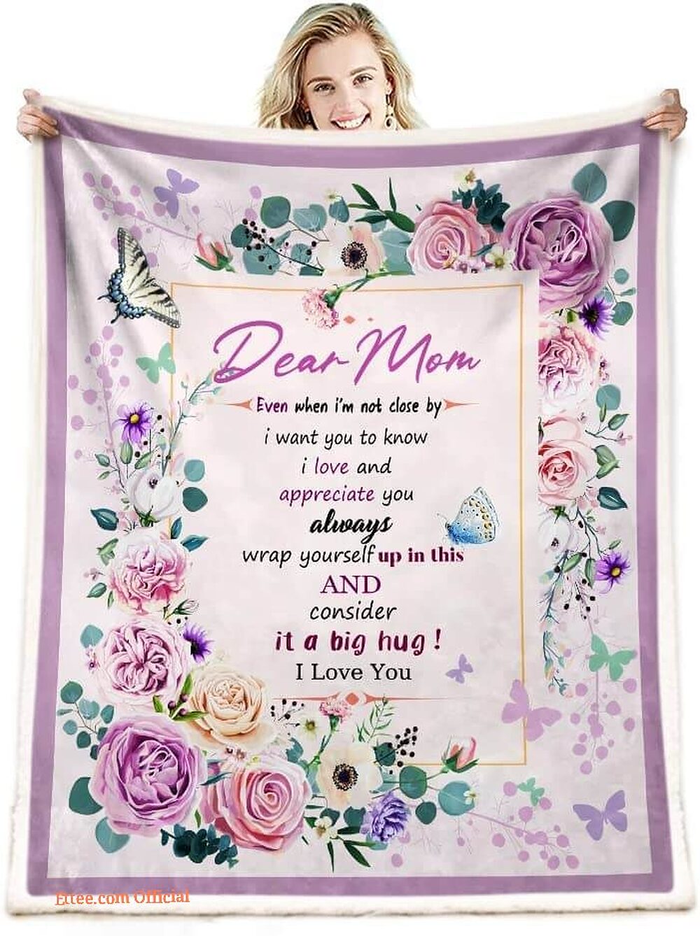 To My Mom Rose Throw Fleece Blanket Gift From Daughter Christmas Birthday Blanket To My Mom Rose Throw Fleece Blanket Gift From Daughter Christmas Birthday Blanket - Ettee - Birthday